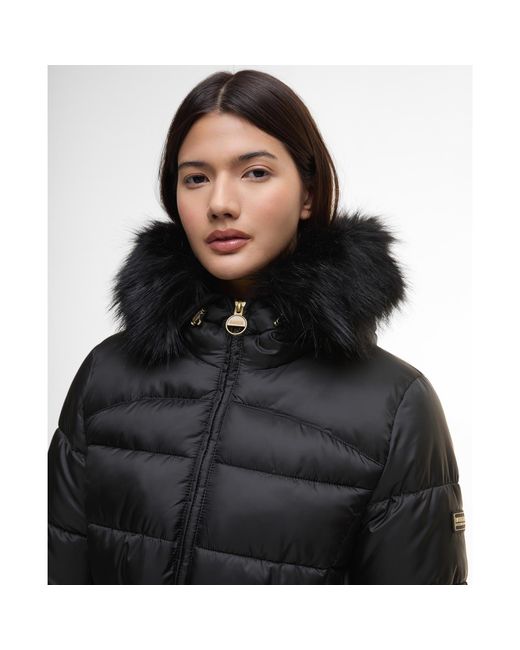 Barbour Black Cher Detachable Hood Long Sleeve Medium Puffer Jacket