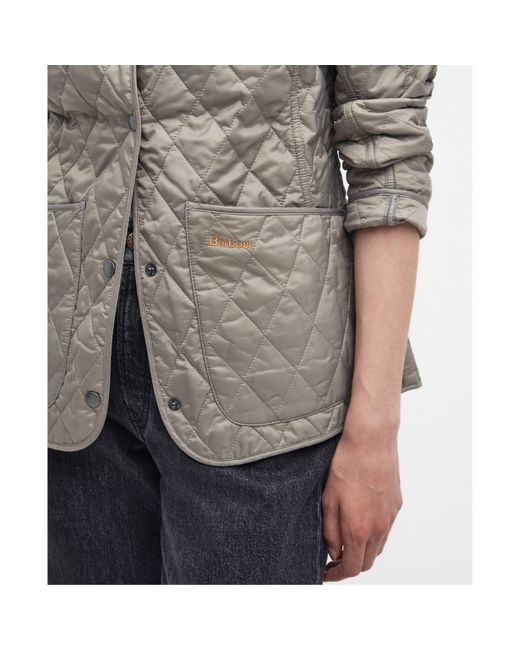 Barbour Gray Annandale Diamond Quilted Long Sleeve Hip Length Jacket