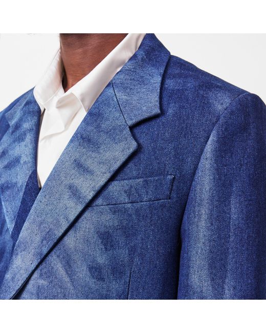 Off-White c/o Virgil Abloh Blue Body Scan Relax Skeleton Graphic Long Sleeve Double-Breasted Denim Jacket for men