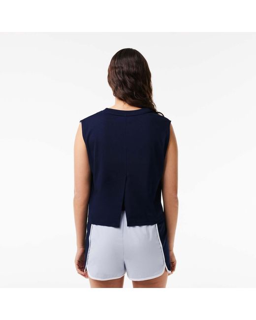 Lacoste Blue Ultra Dry Cotton Sport Crop Top