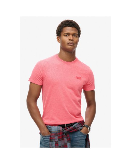 Superdry Pink Chest Logo T Shirt for men