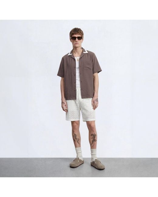 Twisted Tailor Brown Huxley Revere Cotton Shirt for men
