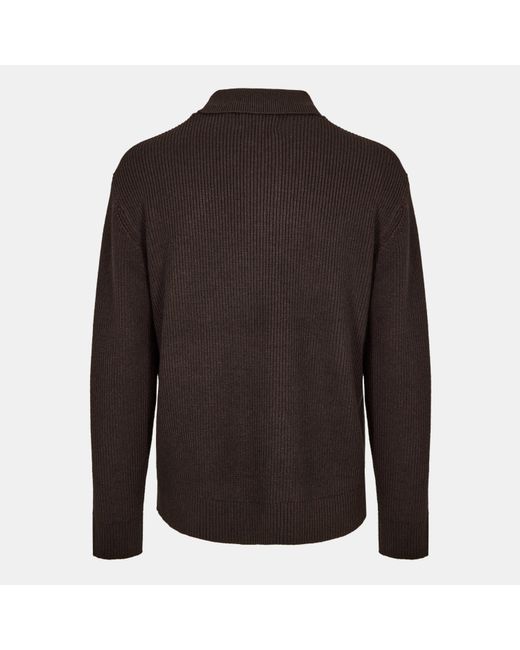 Jack Wills Brown Ls Button Knit Polo for men