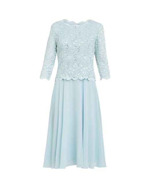 Gina Bacconi Blue Rona Midi Dress With Bodice And Skirt