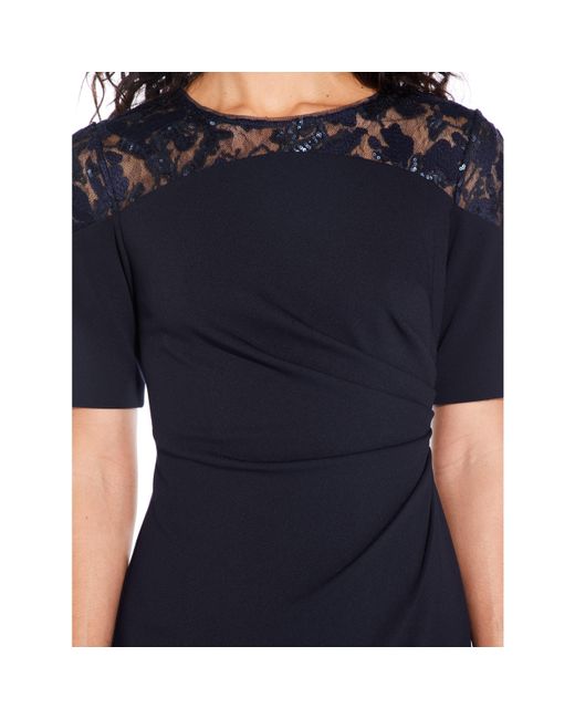 Adrianna Papell Blue Crepe Short Dress