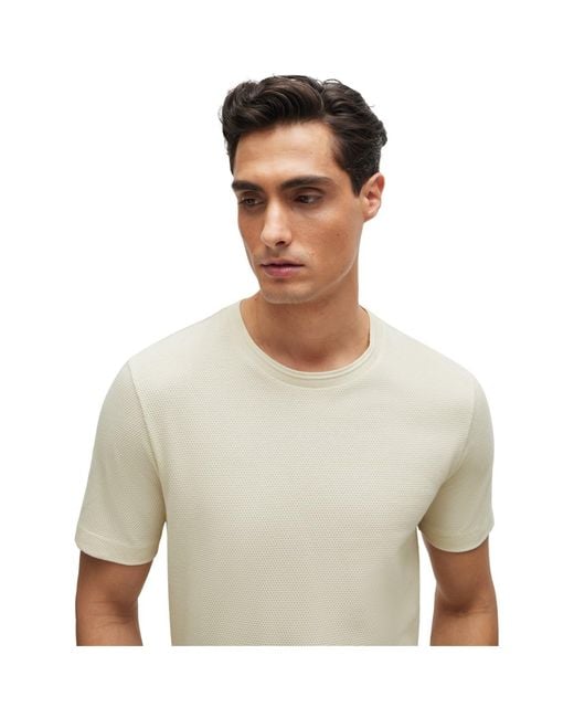 Boss Gray Tiburt Bubble Structure Cotton Short Sleeve T-Shirt for men