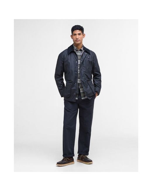 Barbour Blue Ashby Water Resistant Windproof Long Sleeve Wax Jacket for men
