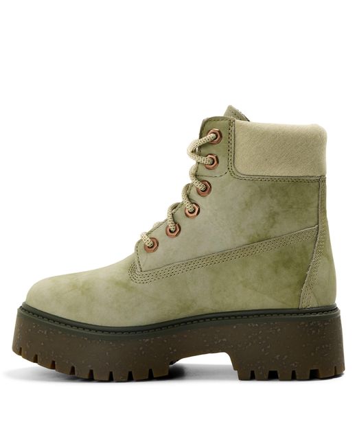Timberland Green 6 Inch Lace Up Waterproof Flat Ankle Boots