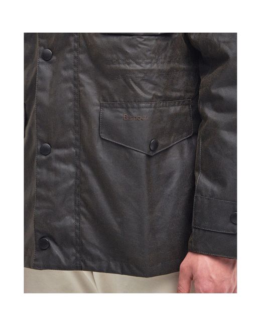 Barbour Black Sapper Cotton Concealed Hood Wax Jacket for men