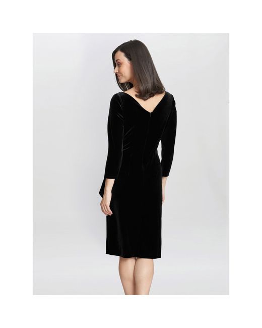 Gina Bacconi Black Zoe Velvet Wrap Dress