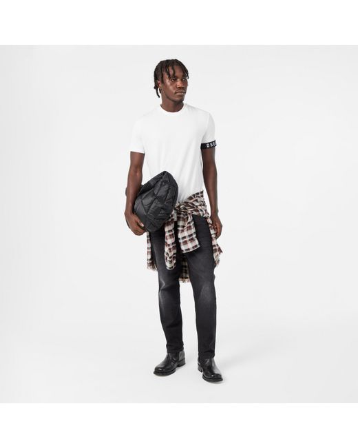 DSquared² White Dsq Band Logo Slim Fit T-Shirt for men