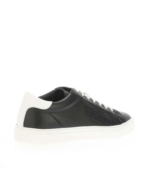 Armani Black Leather Trainers for men