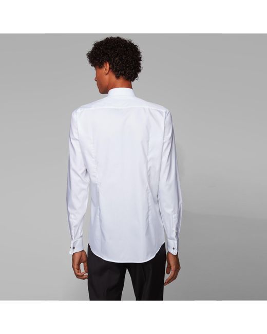 Boss White Jillik Long Sleeve Plain Shirt for men
