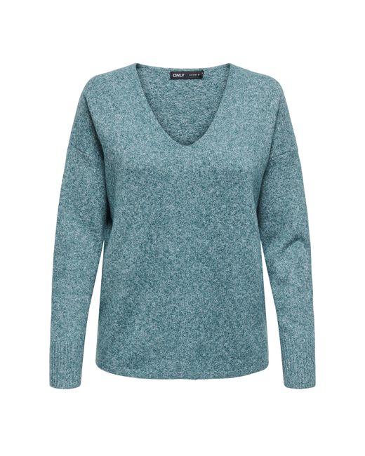 ONLY Green Rica Long-Sleeve V-Neck Knitted Top