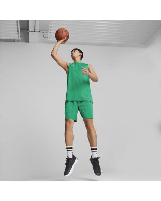 PUMA Green Hoops Team Reverse Practice Performance Basketball Jersey for men