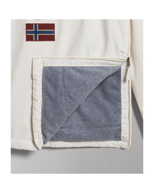 Napapijri White Rainforest Water Resistant Hooded Cropped Long Sleeve Rain Anorak