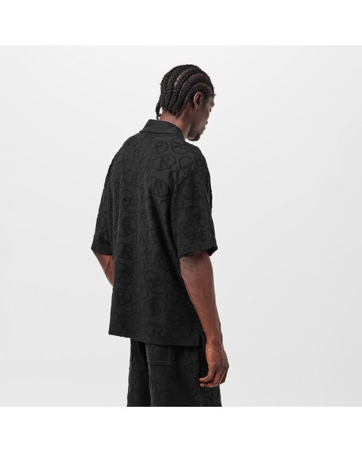 Represent Black All Over Towel Fabric Short Sleeve Shirt for men