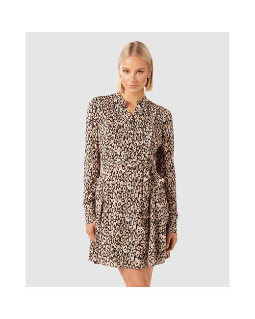 Forever New Brown Perry Shirt Godet Dress