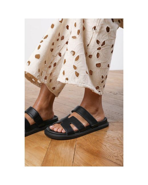 Where's That From Black Where's Cut Out Velcro Strap Footbed Sandals