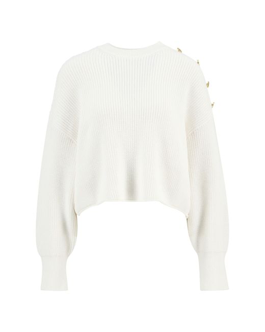 Barbour White Alexis Crew-Neck Jumper