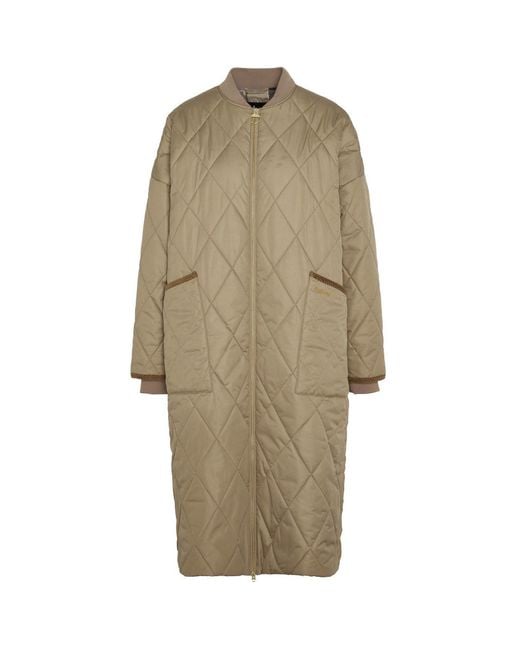 Barbour Natural Rhea Diamond Quilted Longline Jacket