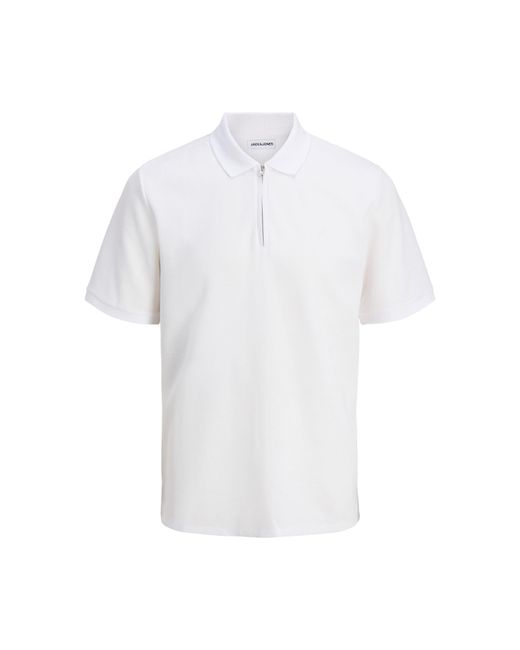Jack & Jones White Austin Zip Polo for men