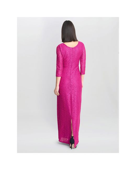 Gina Bacconi Pink Fearne Lace Wrap Maxi Dress
