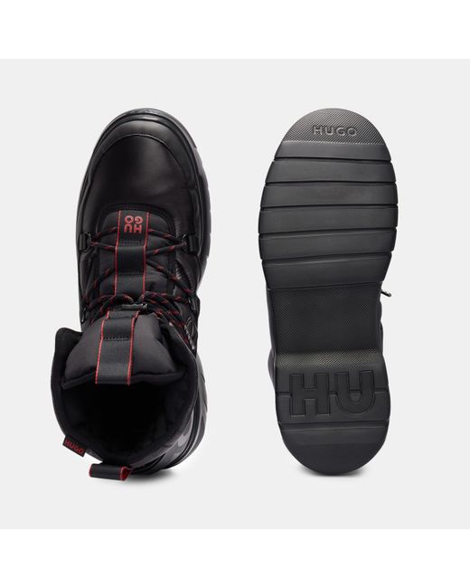 HUGO Black Urian Halb Hlmx Flat Ankle Boots for men