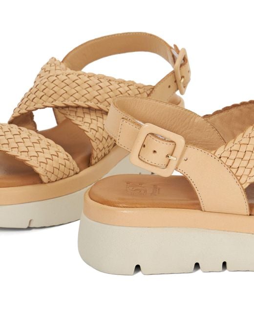 Dune Natural Lorro Open-Toe Leather Flat Sandals