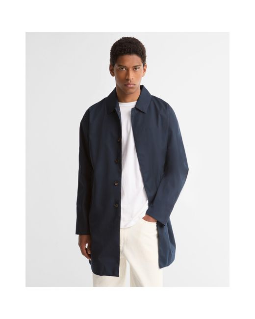 Barbour Blue Lorden Thigh Length Long Sleeve Button Mac for men