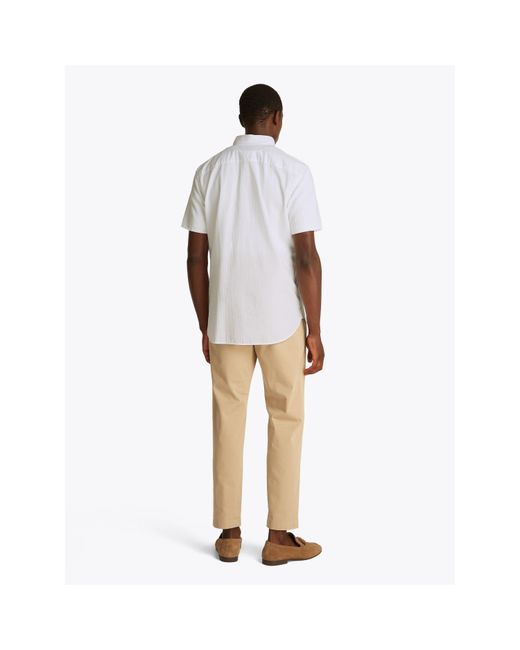 Tommy Hilfiger White Seersucker Short-Sleeve Plain Shirt for men