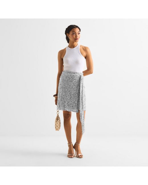 Never Fully Dressed Metallic Sequin Jaspre Mini Skirt
