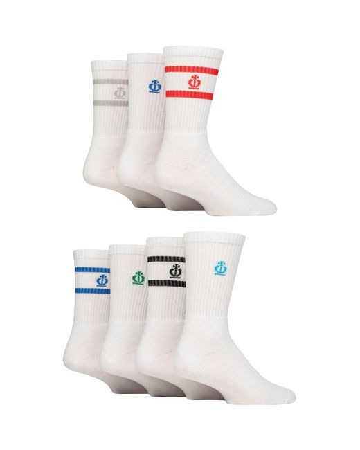 Jeff Banks White 7 Pack Sport Crew Socks for men