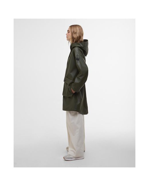 Barbour Green Atlas Hooded Long Sleeve Knee Length Rain Anorak