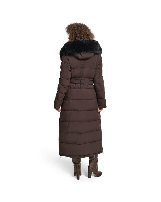 DKNY Brown Longline Long Puffer Jacket