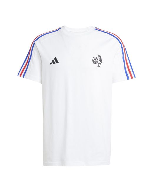 Adidas White France Essentials 3-Stripes T-Shirt for men