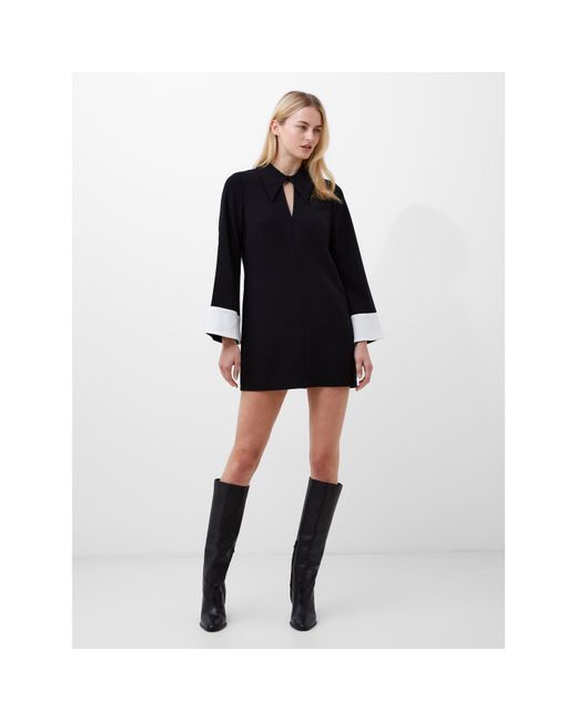 French Connection Blue Whisper Folded Cuff Mini Shift Dress