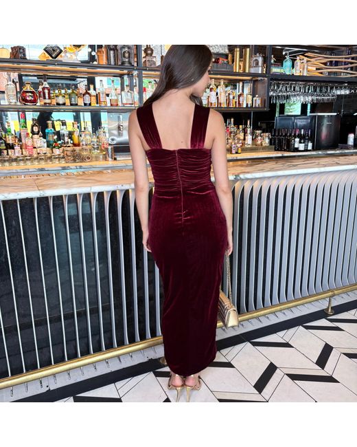 AX Paris Purple Velvet Knot Detail Wrap Skirt Midi Dress
