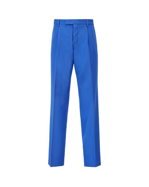 Boss Blue Pris Virgin Wool Trousers for men