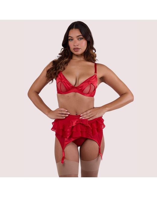 Playful Promises Red Annette Satin Skirted Suspender Belt