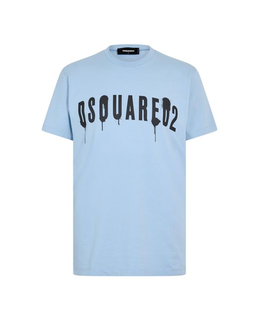 DSquared² Blue Spray Logo T Shirt for men
