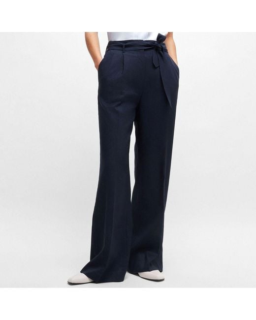 Boss Blue Tepiala Wide-Leg Trousers for men