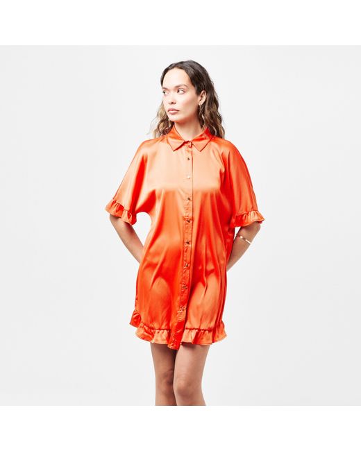 AX Paris Orange Frill Detail Button Front Shirt Dress
