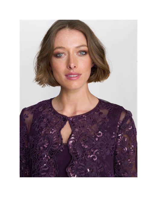 Gina Bacconi Purple Susanne Maxi Dress With Lace Jacket