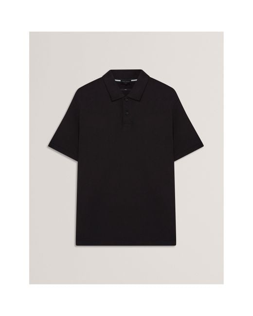 Ted Baker Black Mercerised Short Sleeve Polo Shirt for men