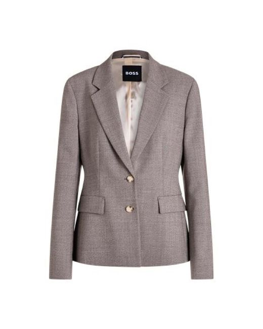 Boss Gray Jia11 Slim-Fit Wool Blend Blazer