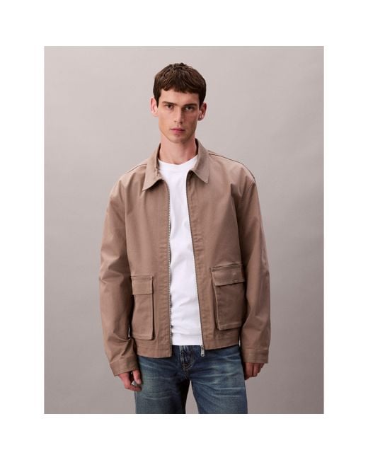 Calvin Klein Natural Ribbed Harrington Jacket for men