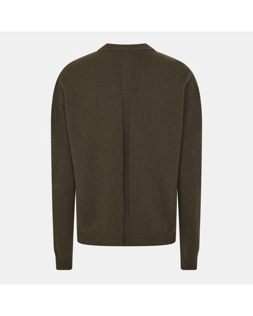 Rick Owens Green Ribbed Crew Neck Relaxed Fit Jumper for men