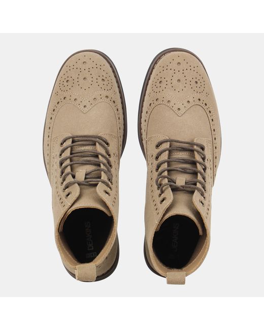Deakins Natural Ankle Lace Up Medium Heel Brogue Boots for men