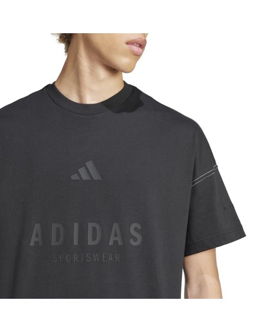 Adidas Black All Season Graphic Cotton T-Shirt for men